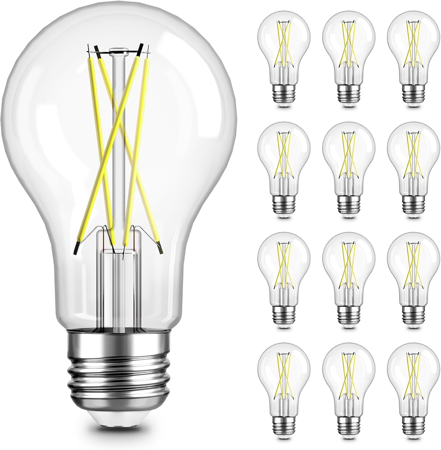 A19 LED Edison Bulbs, E26, 12 Pack, 2700 K