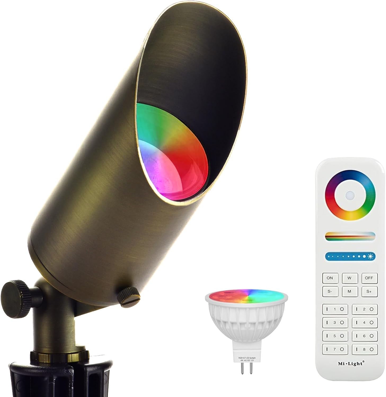 Brass RGB Landscape Spotlight, Low Voltage