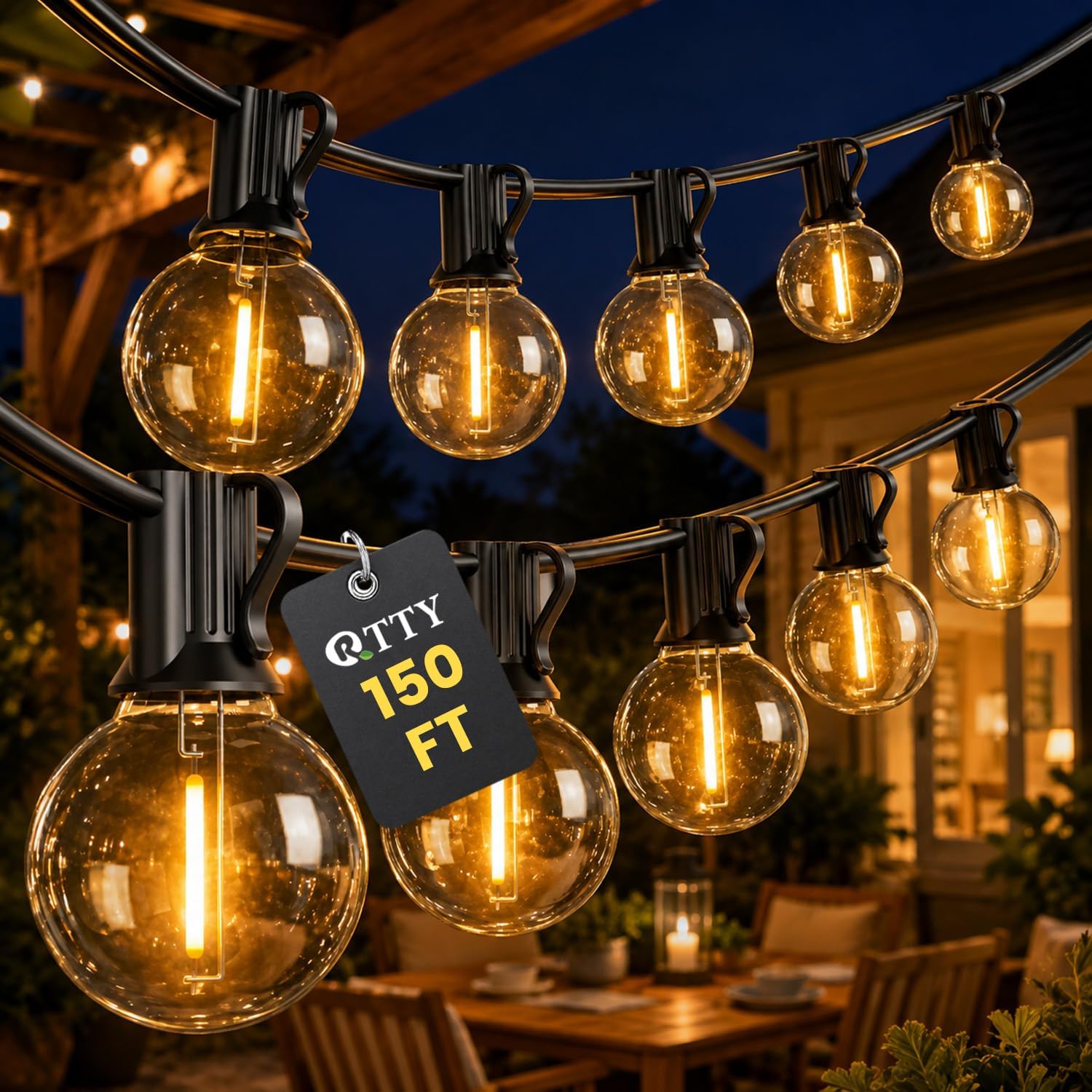 Dimmable G40 String Lights, 200 ft, 104 Bulbs