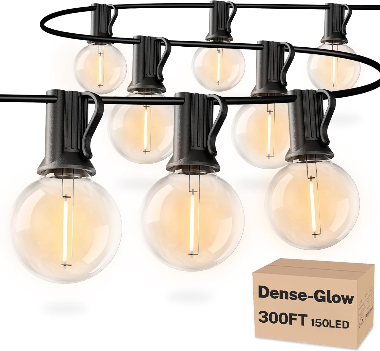 Dimmable G40 String Lights, 200 ft, 104 Bulbs