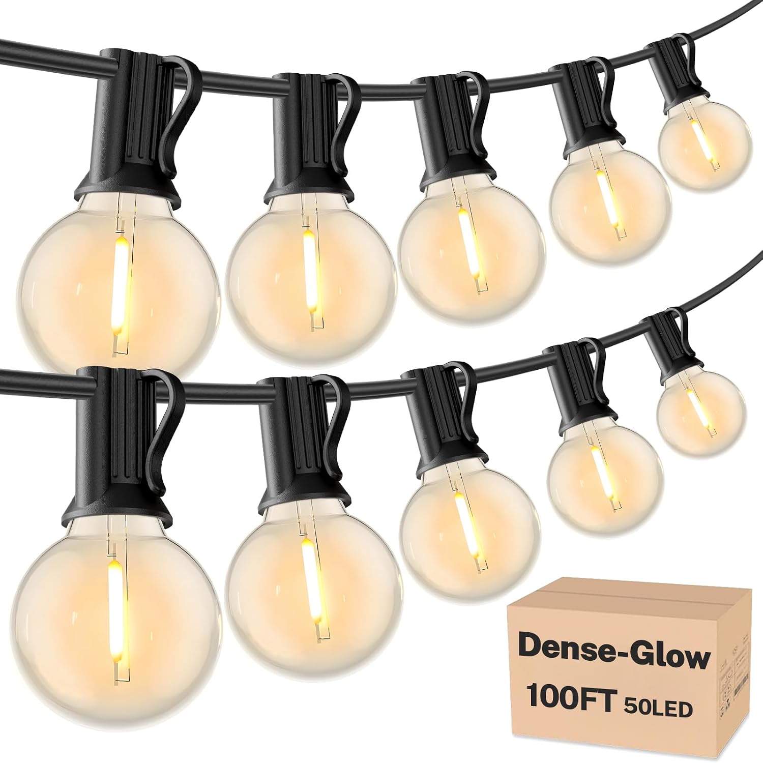 Dimmable G40 String Lights, 200 ft, 104 Bulbs