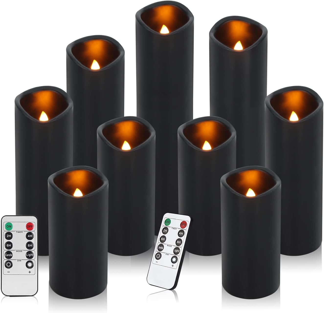 Flameless Real Wax Candles, 9 Pack, 4–9 inch