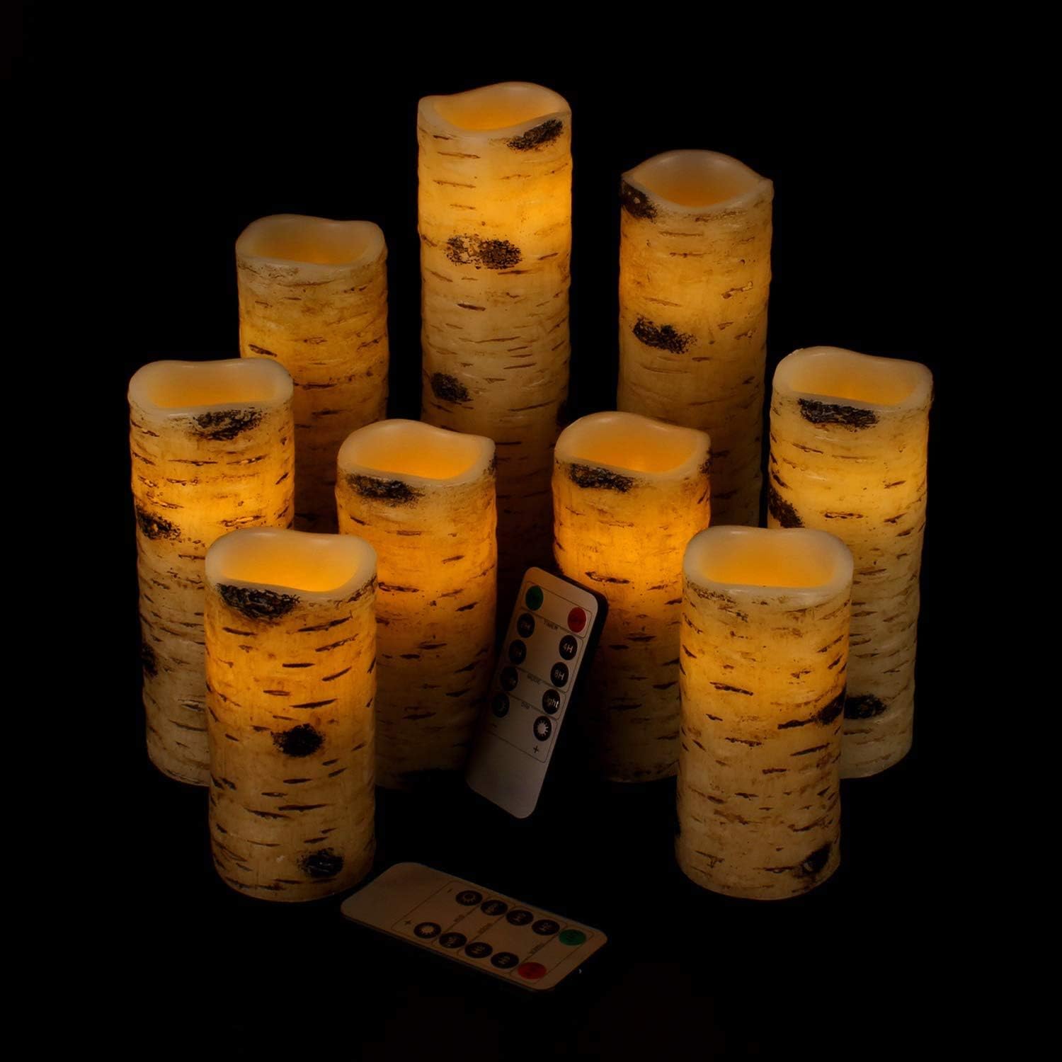 Flameless Real Wax Candles, 9 Pack, 4–9 inch