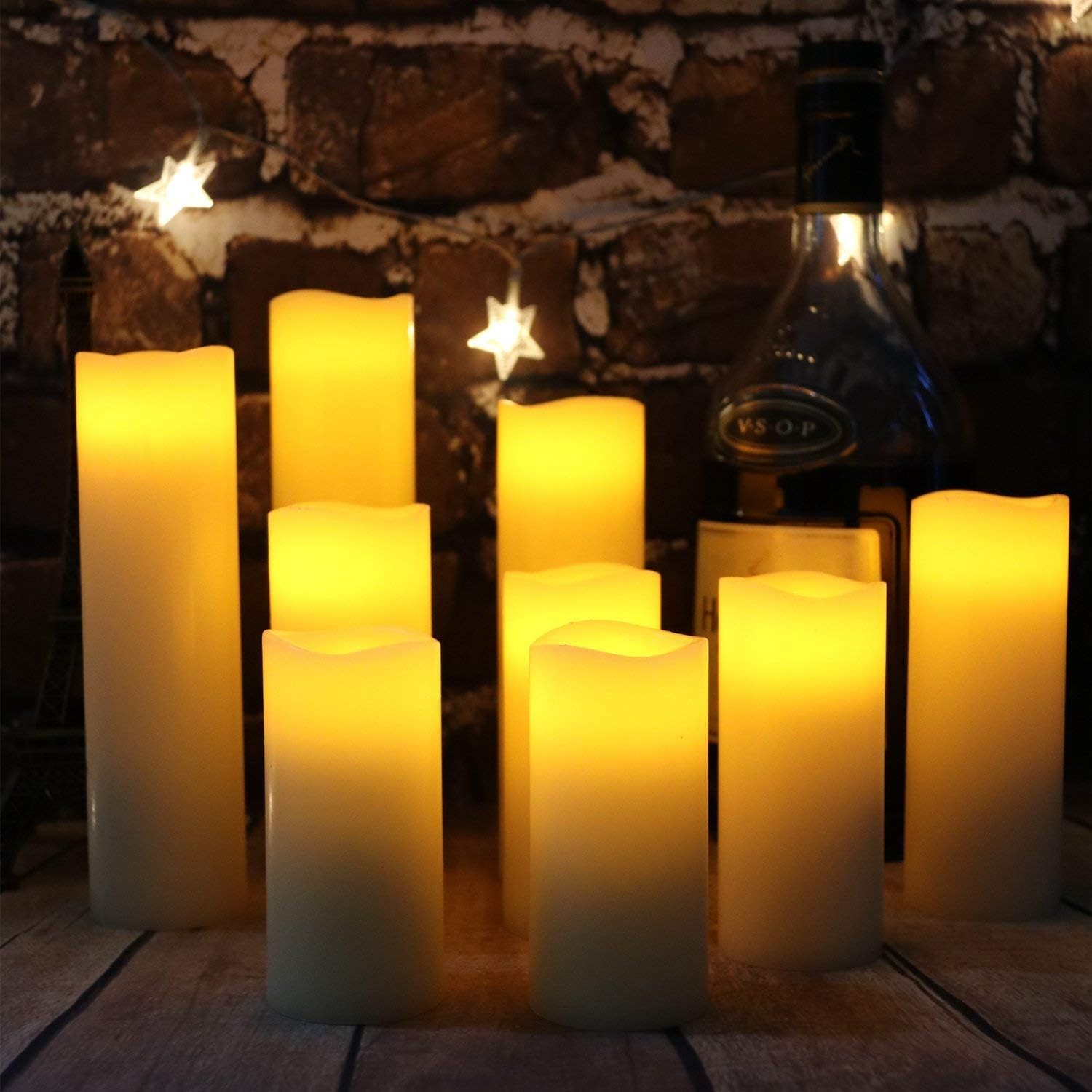 Flameless Real Wax Candles, 9 Pack, 4–9 inch