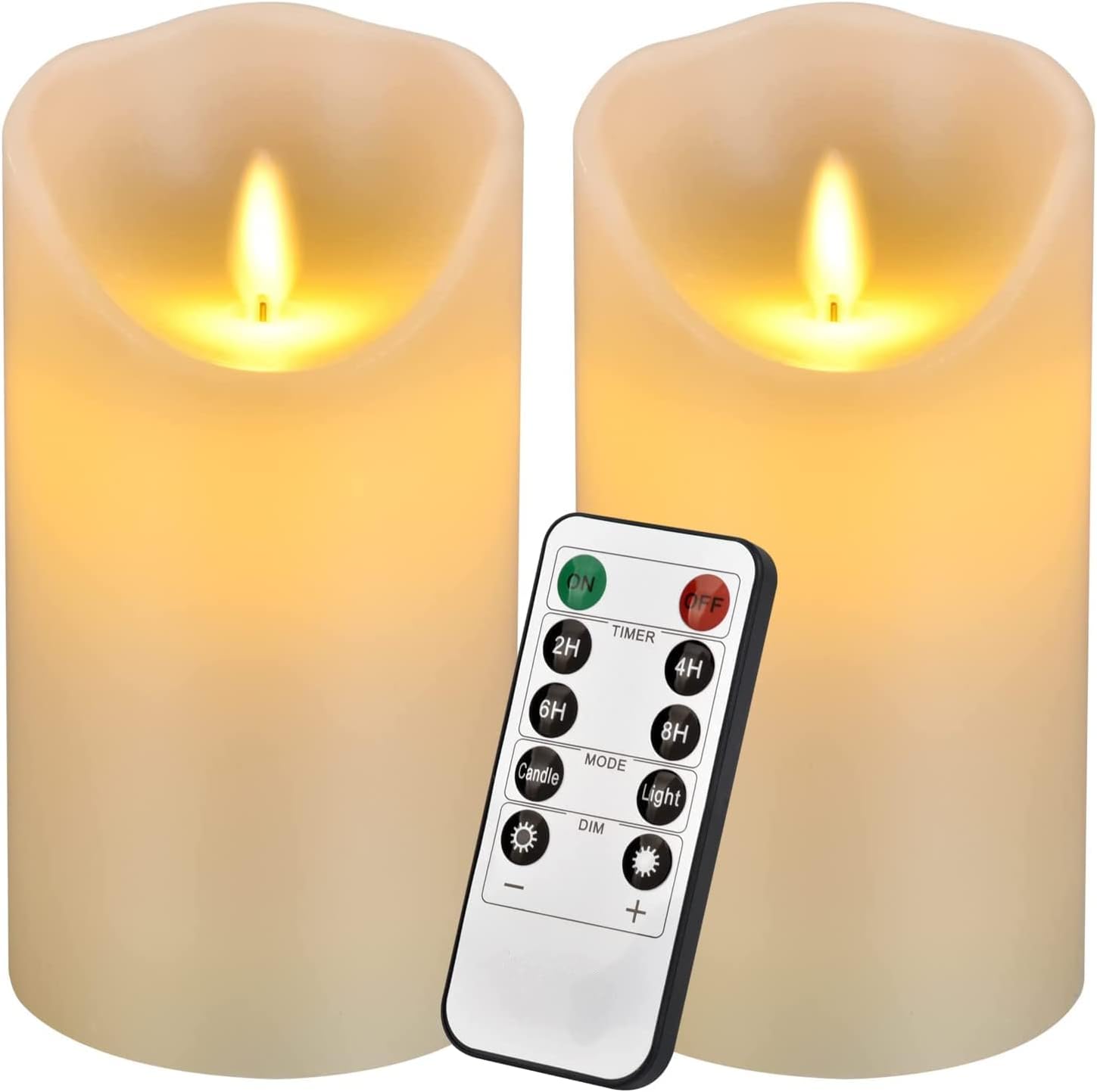 Flameless Real Wax Candles, 9 Pack, 4–9 inch