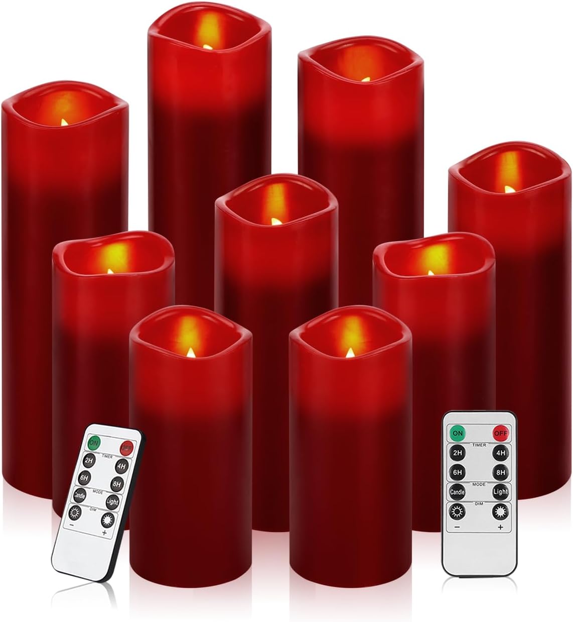 Flameless Real Wax Candles, 9 Pack, 4–9 inch