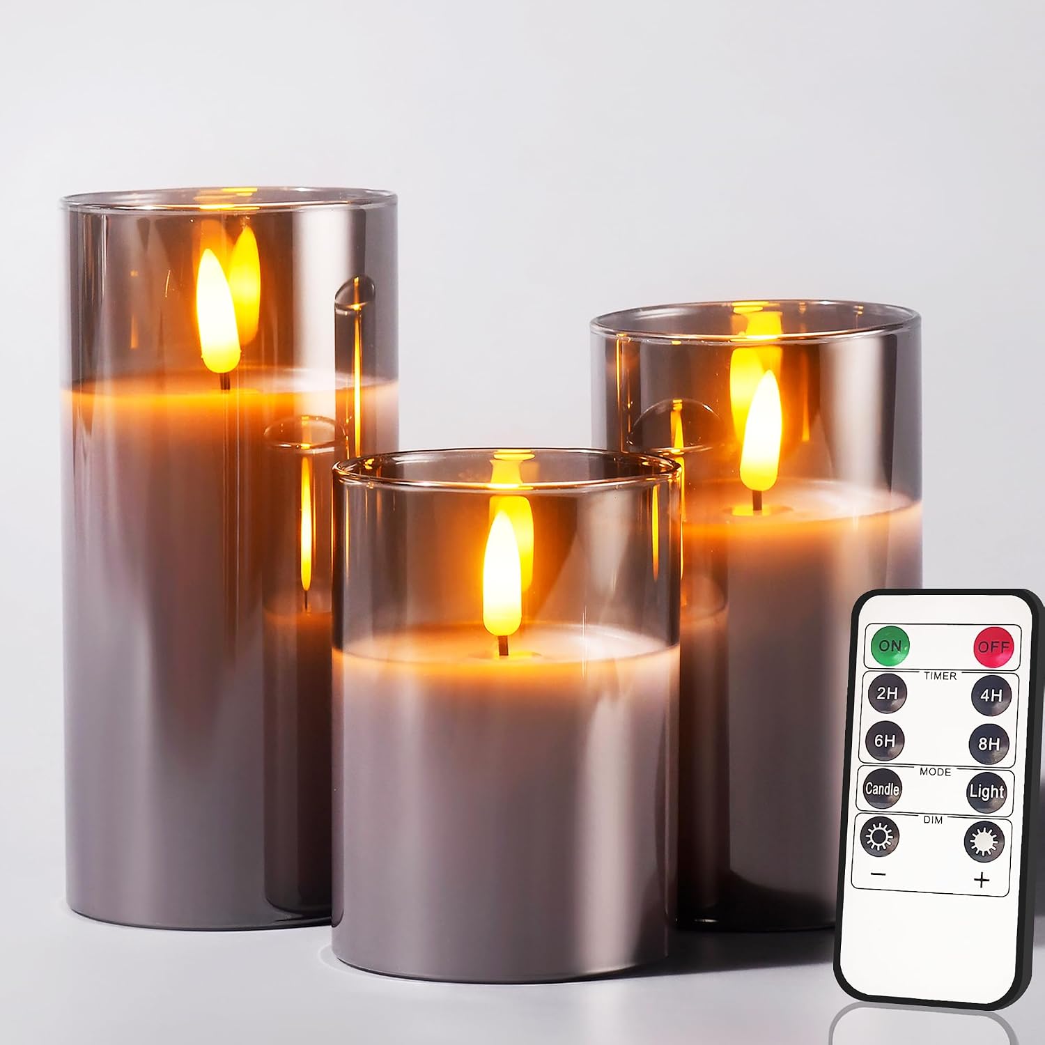 Glass Flameless Candles with Remote and Timer