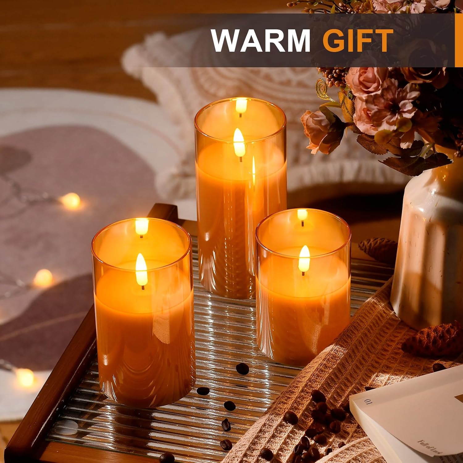 Glass Flameless Candles with Remote and Timer