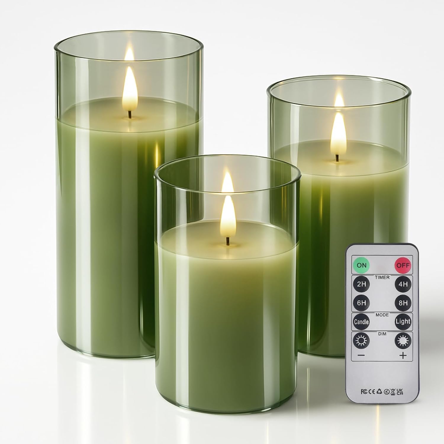 Glass Flameless Candles with Remote and Timer
