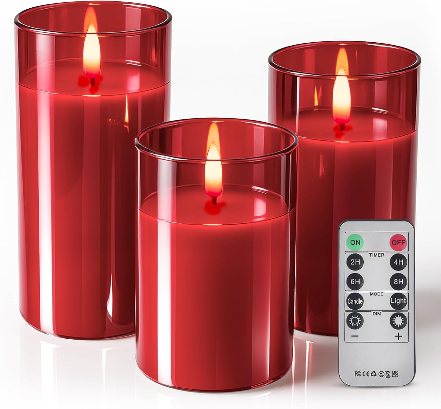 Glass Flameless Candles with Remote and Timer