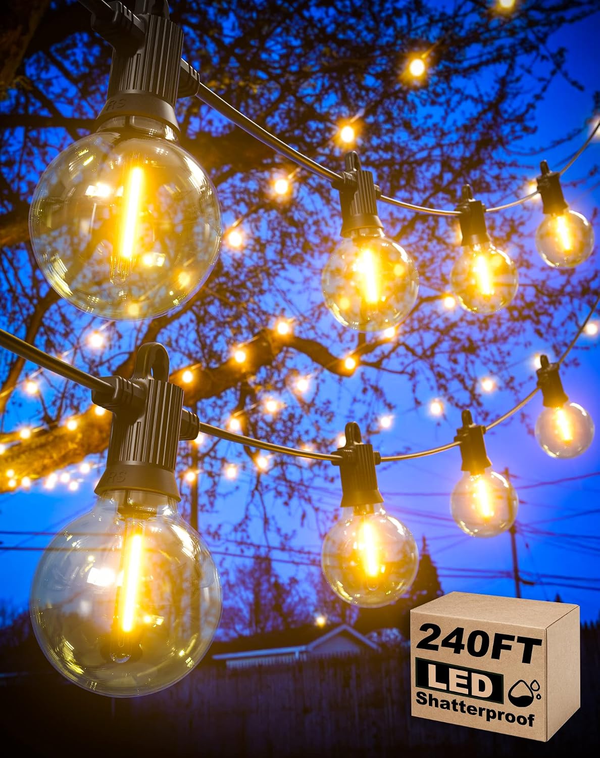 Outdoor String Lights, 100 ft, 53 G40 Bulbs