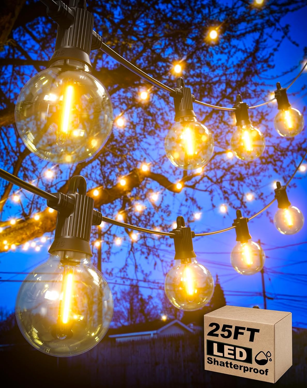 Outdoor String Lights, 100 ft, 53 G40 Bulbs