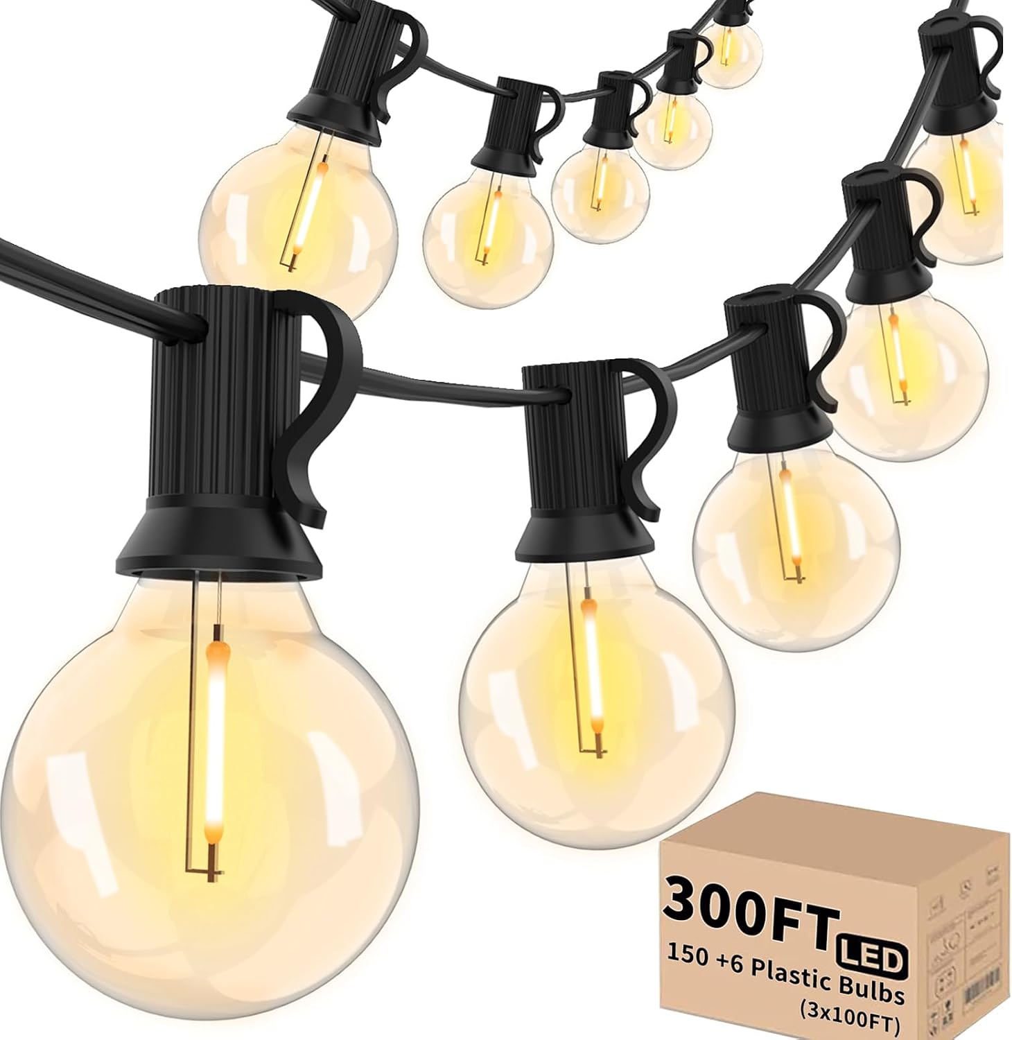 Outdoor String Lights, 200 ft, 104 Bulbs