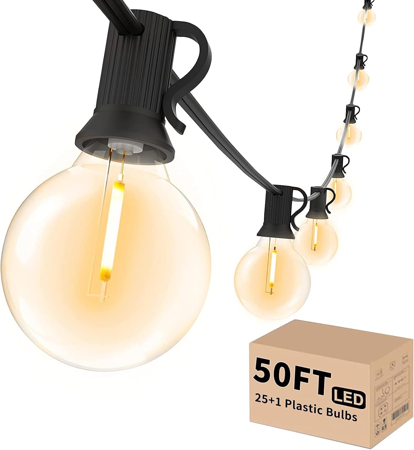 Outdoor String Lights, 200 ft, 104 Bulbs
