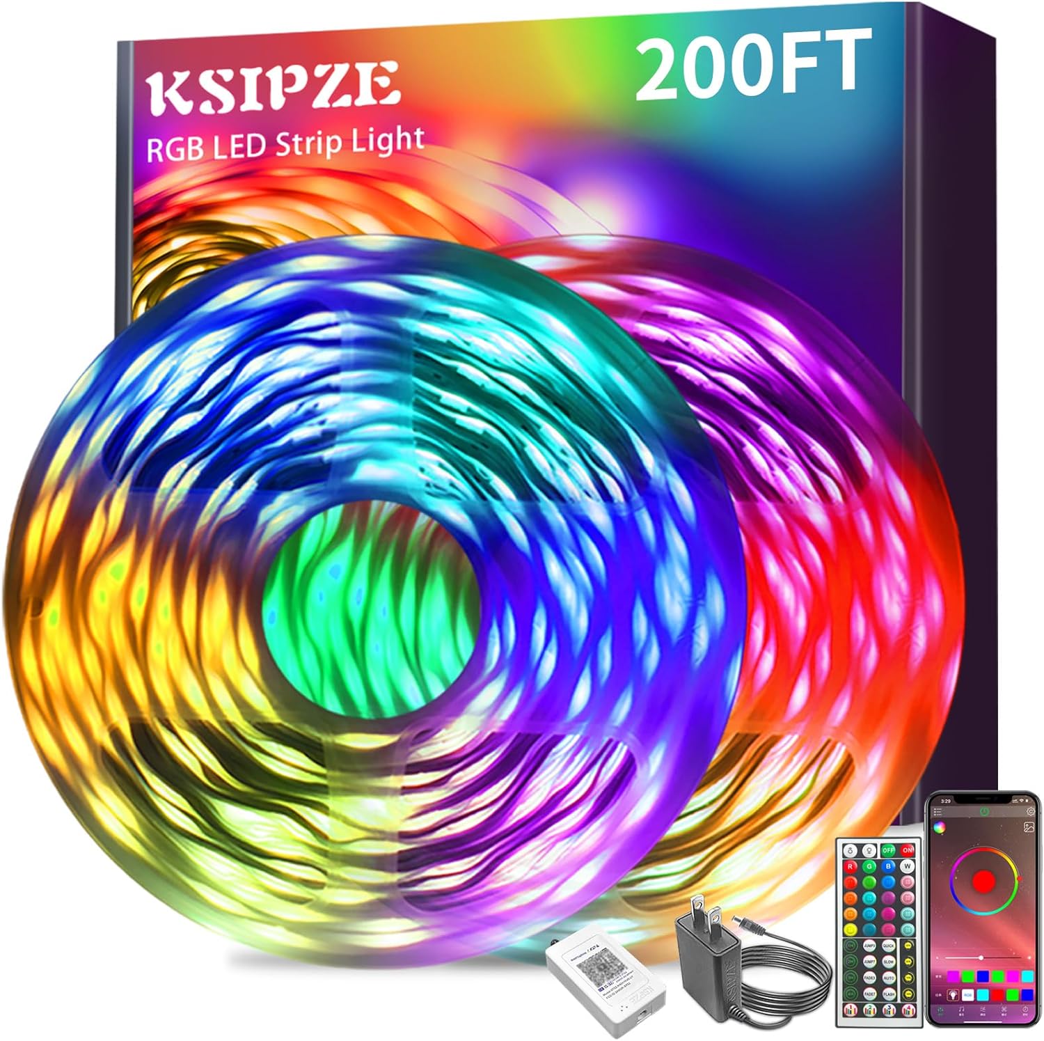 RGB LED Strip Lights, 100 ft, Music Sync