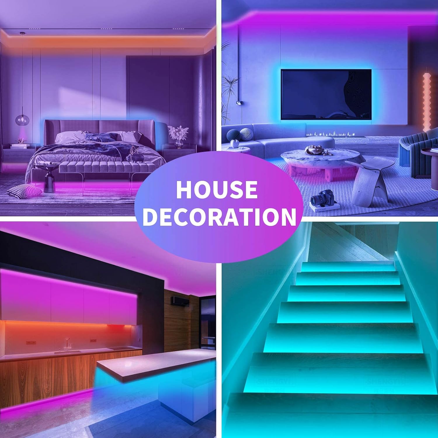 RGB LED Strip Lights, 100 ft, Music Sync