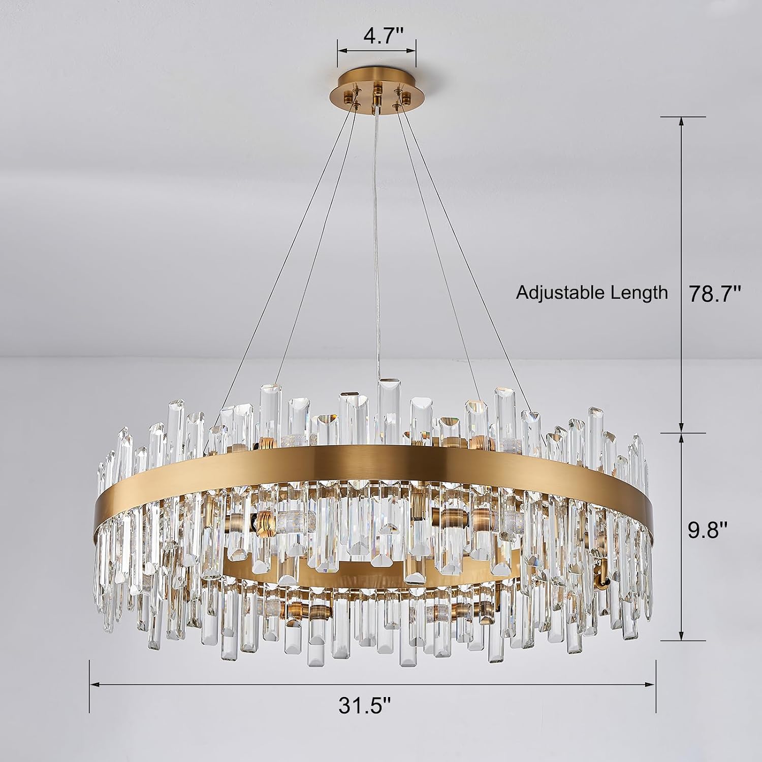 Round Crystal Chandelier, 31.5 inch, 16 Lights