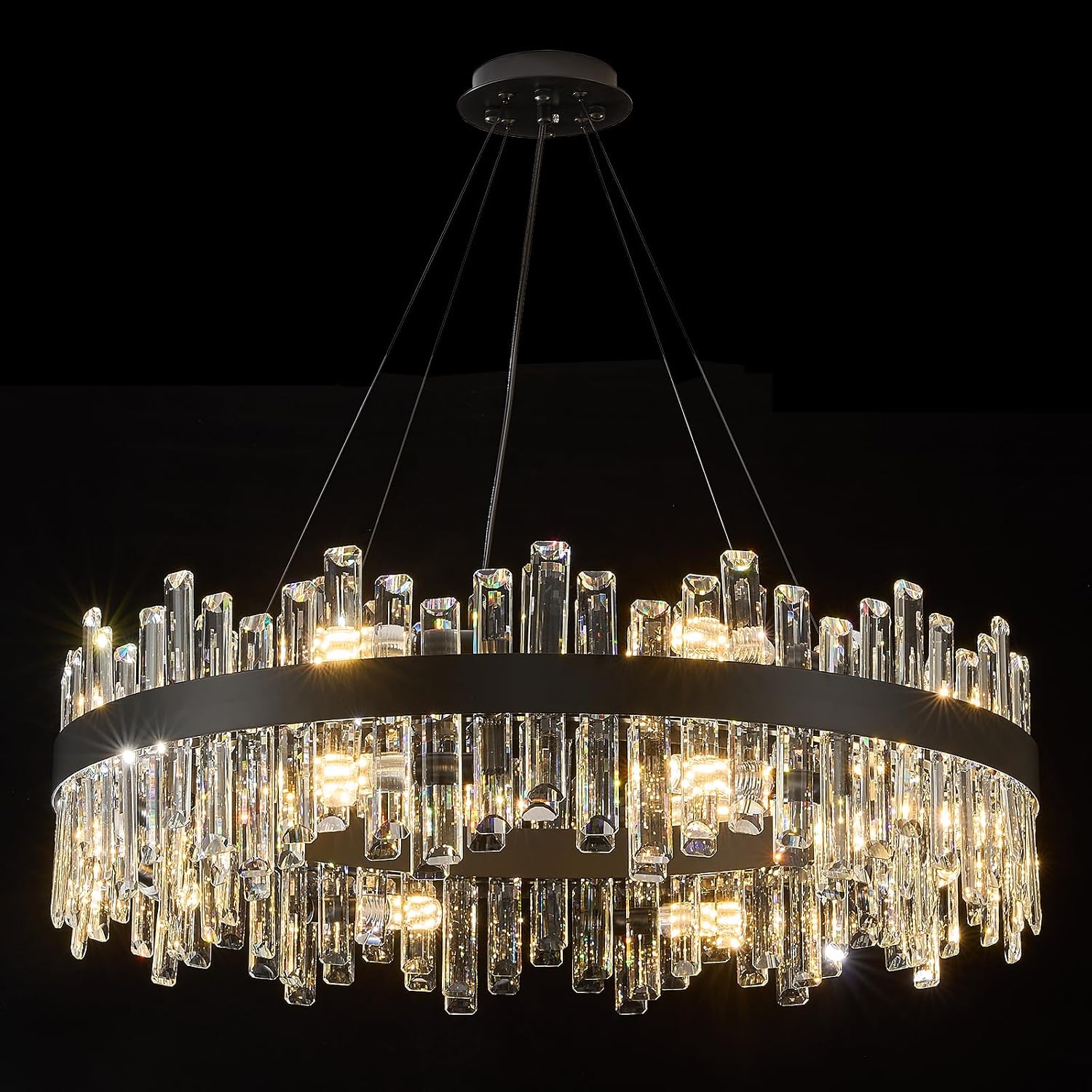 Round Crystal Chandelier, 31.5 inch, 16 Lights