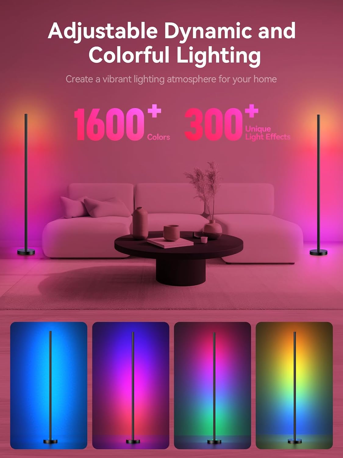 Smart RGBICW Corner Floor Lamp