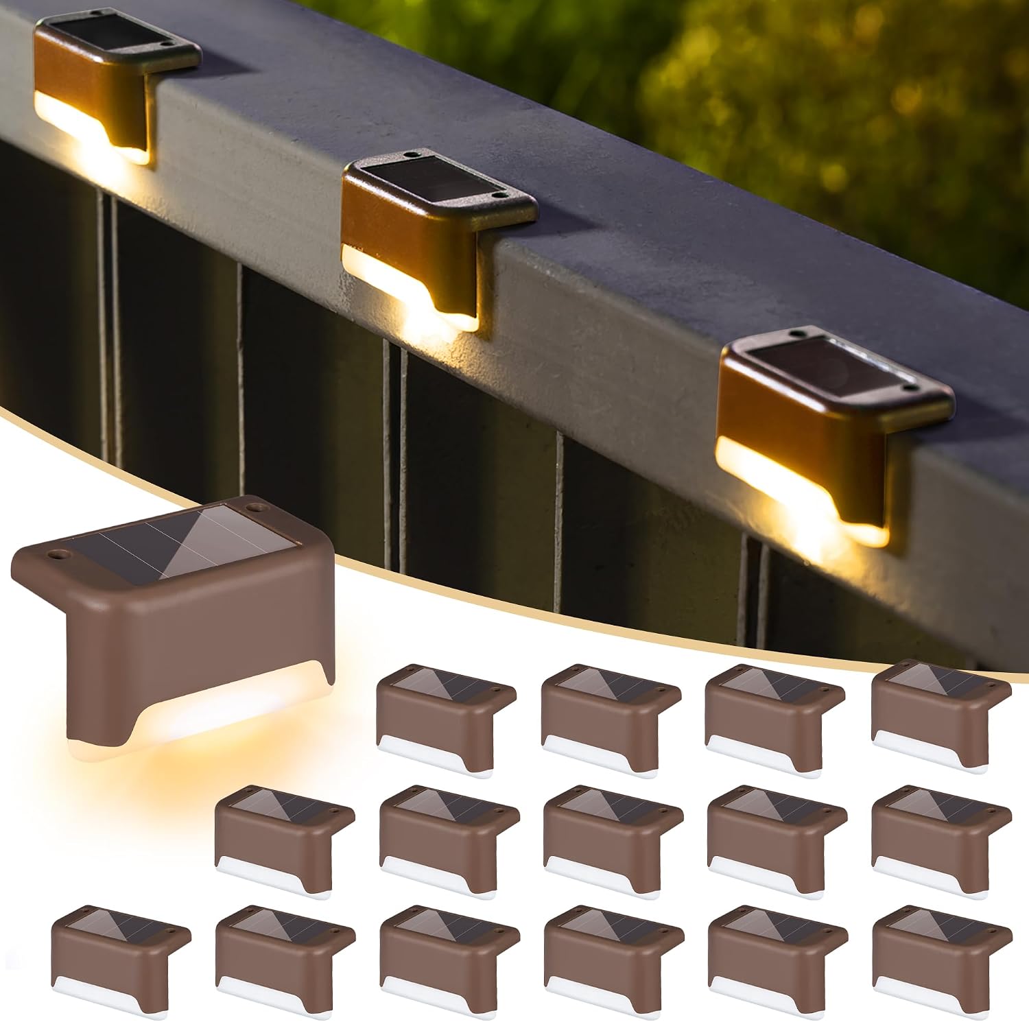 Solar Deck and Step Lights, 16 Pack