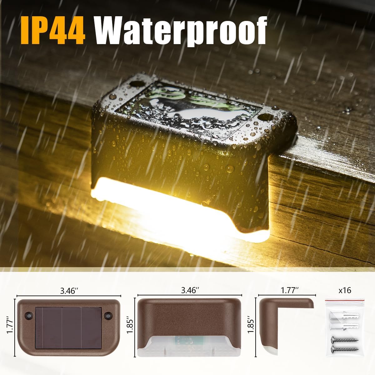 Solar Deck and Step Lights, 16 Pack