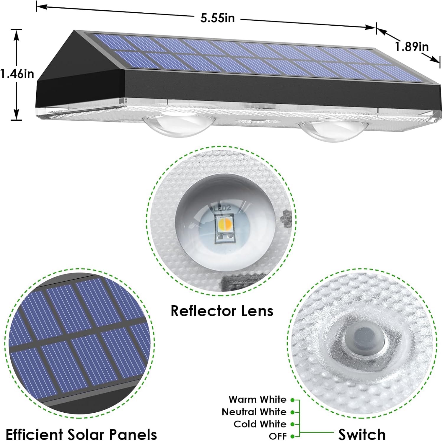 Solar Fence Lights, 8 Pack, 3 Colour Modes
