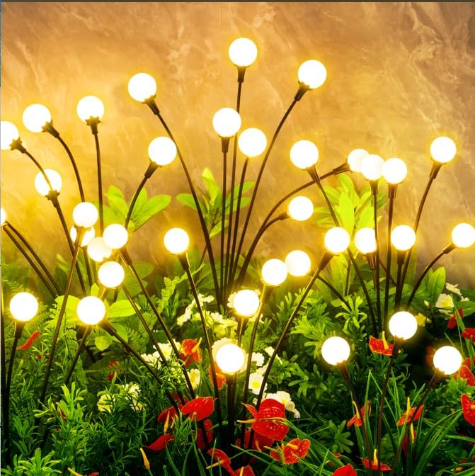 Solar Firefly Garden Lights, 10 Pack, 80 LEDs