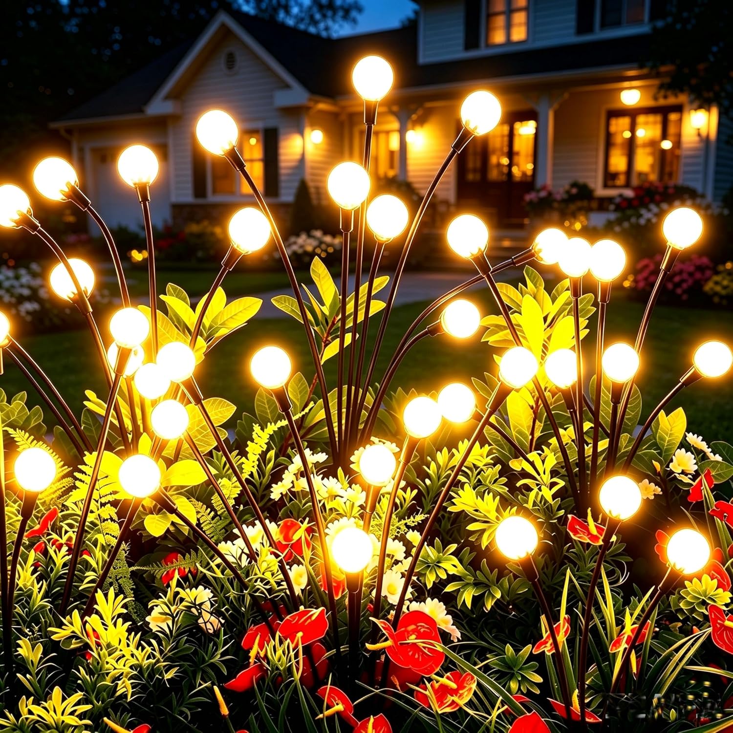 Solar Firefly Garden Lights, 10 Pack, 80 LEDs