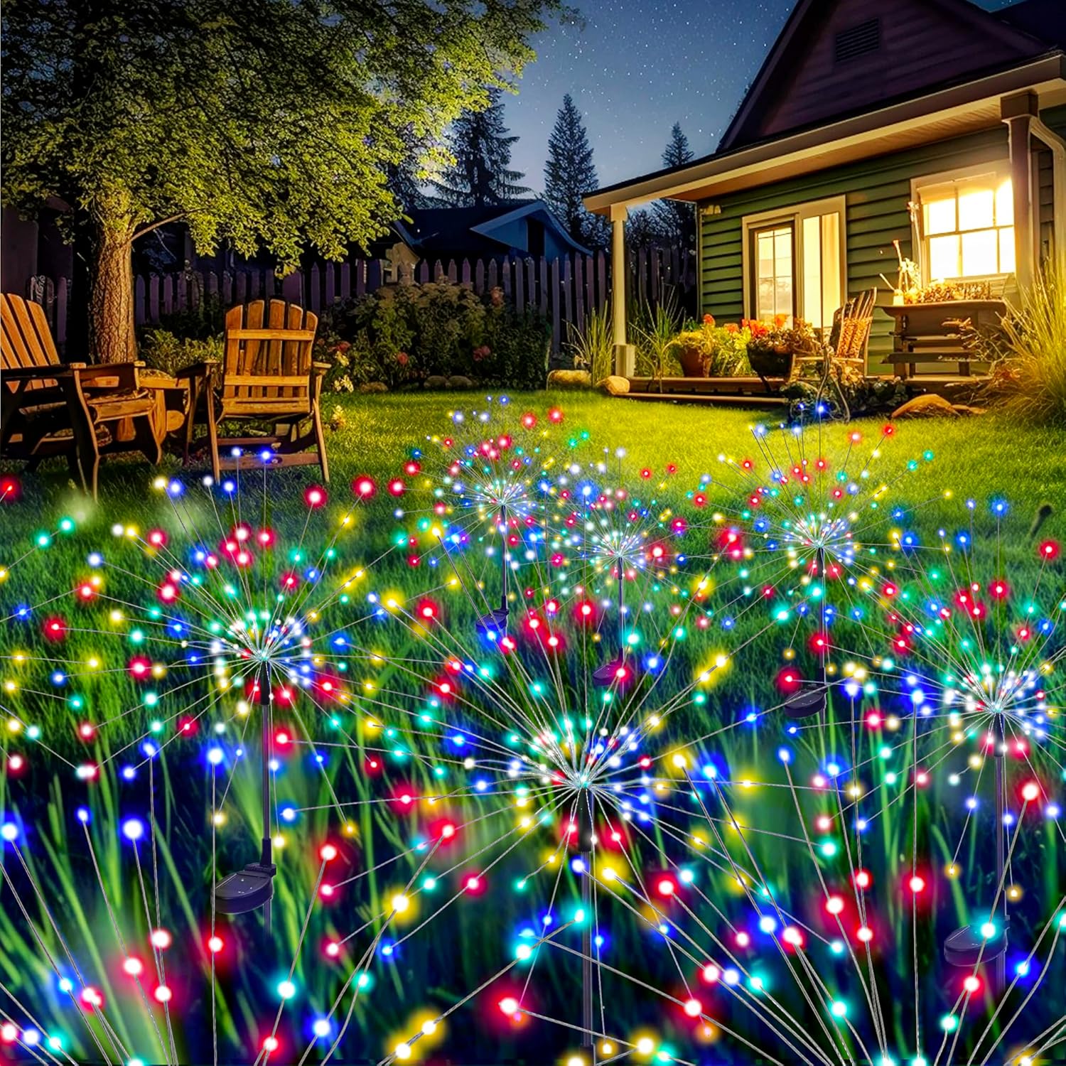 Solar Firework Lights, 2 Pack, 120 LEDs