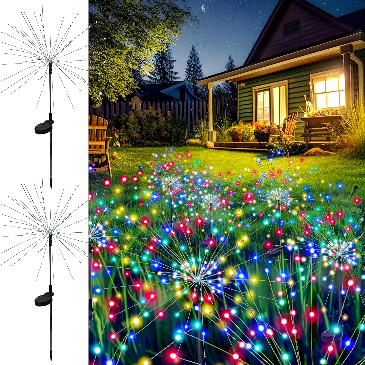 Solar Firework Lights, 2 Pack, 120 LEDs