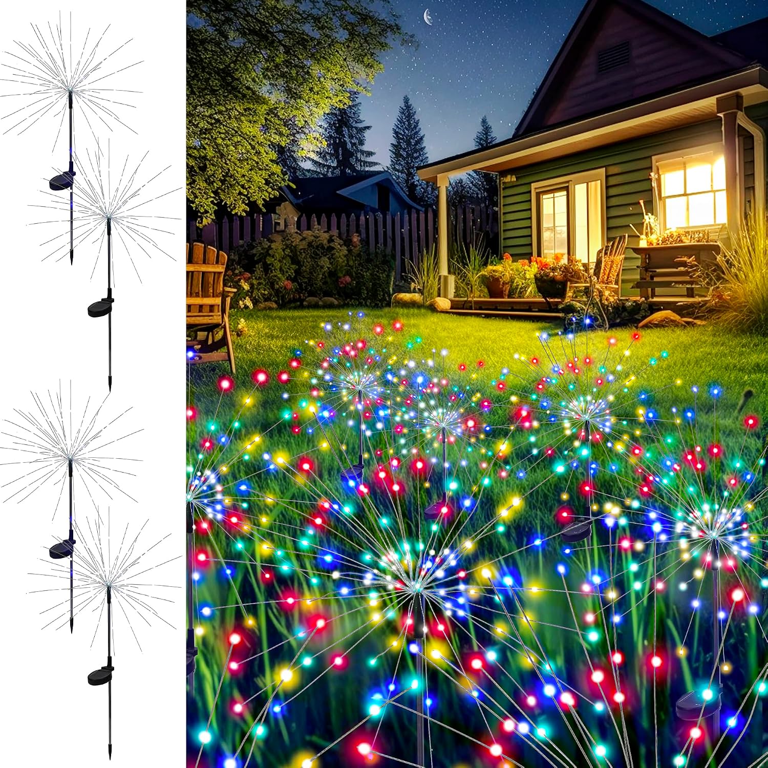 Solar Firework Lights, 2 Pack, 120 LEDs