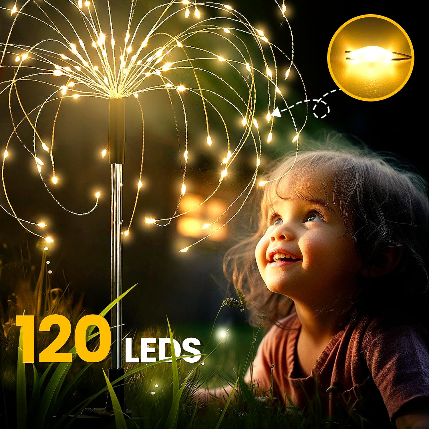 Solar Firework Lights, 2 Pack, 120 LEDs