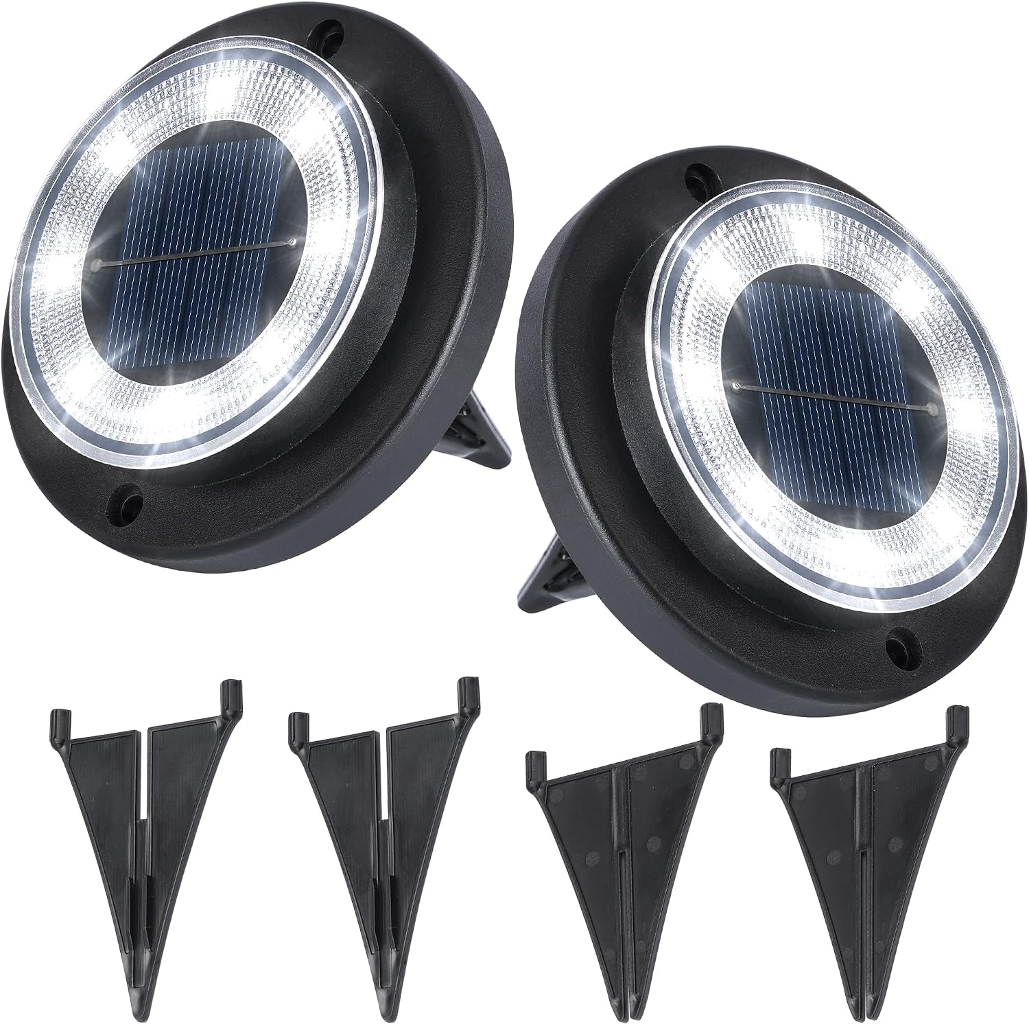 Solar Ground Disk Lights, 12 Pack, 2-in-1