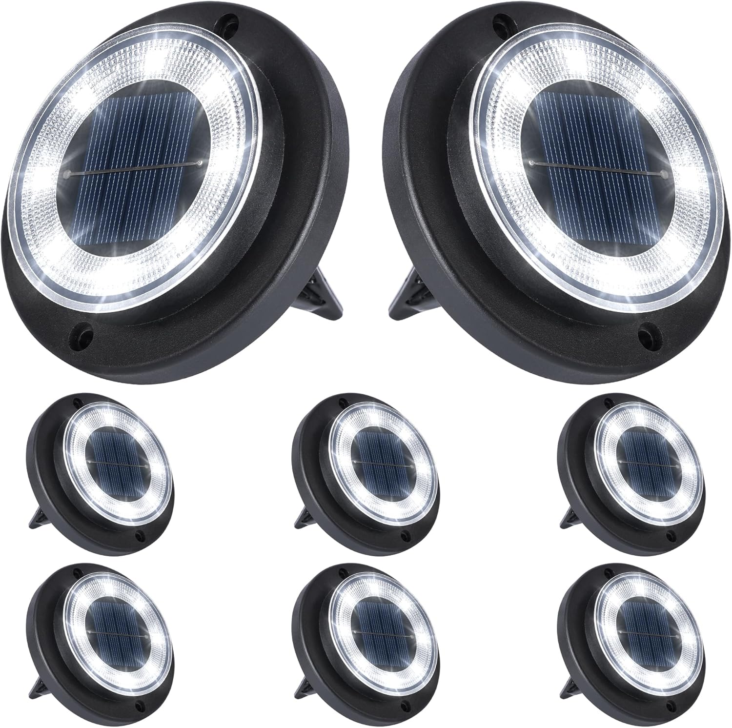 Solar Ground Disk Lights, 12 Pack, 2-in-1