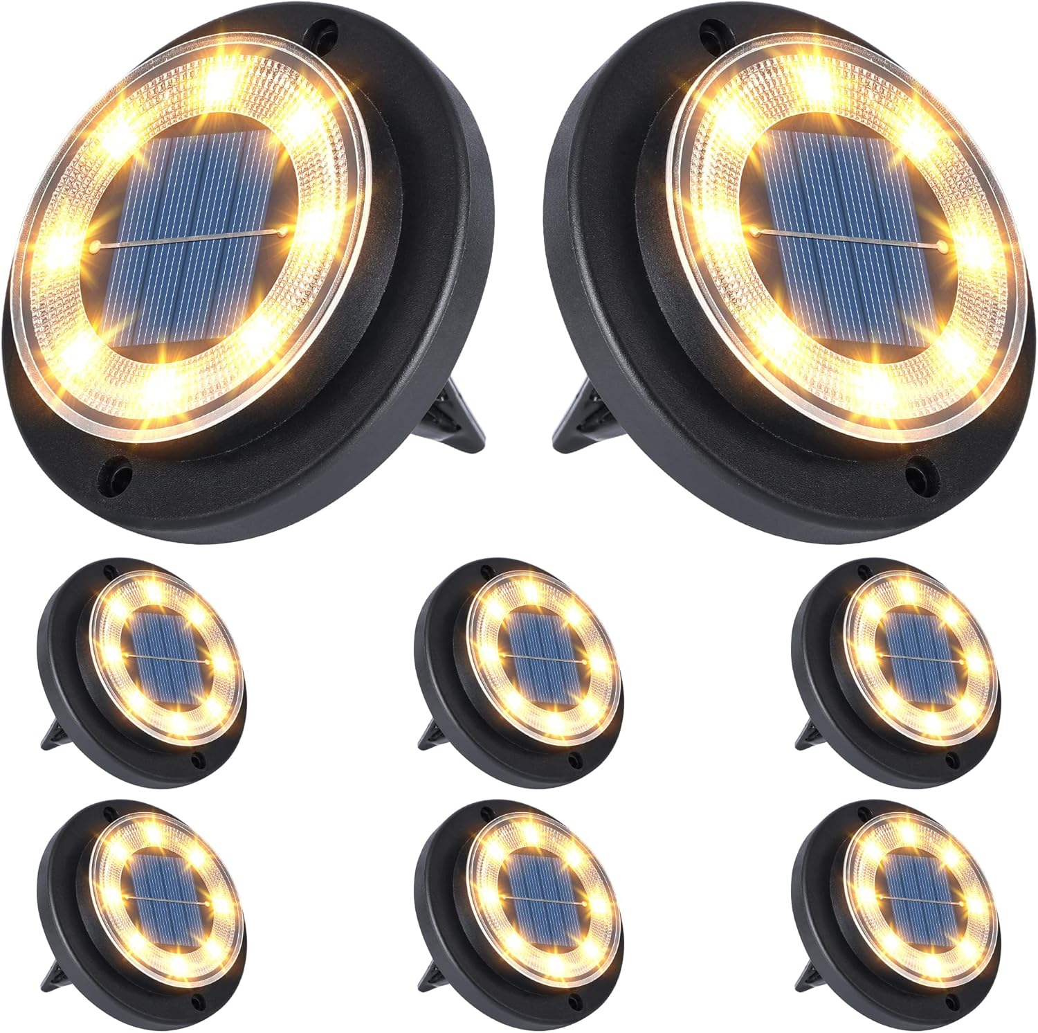 Solar Ground Disk Lights, 12 Pack, 2-in-1