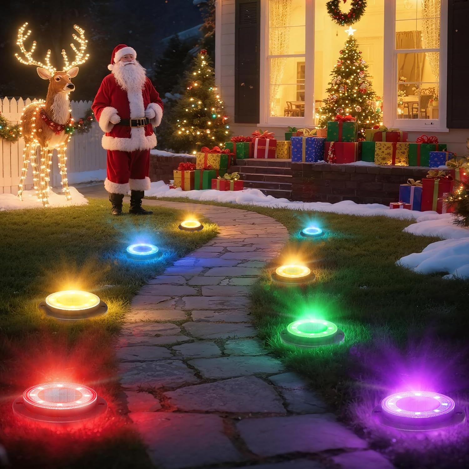 Solar Ground Disk Lights, 12 Pack, 2-in-1