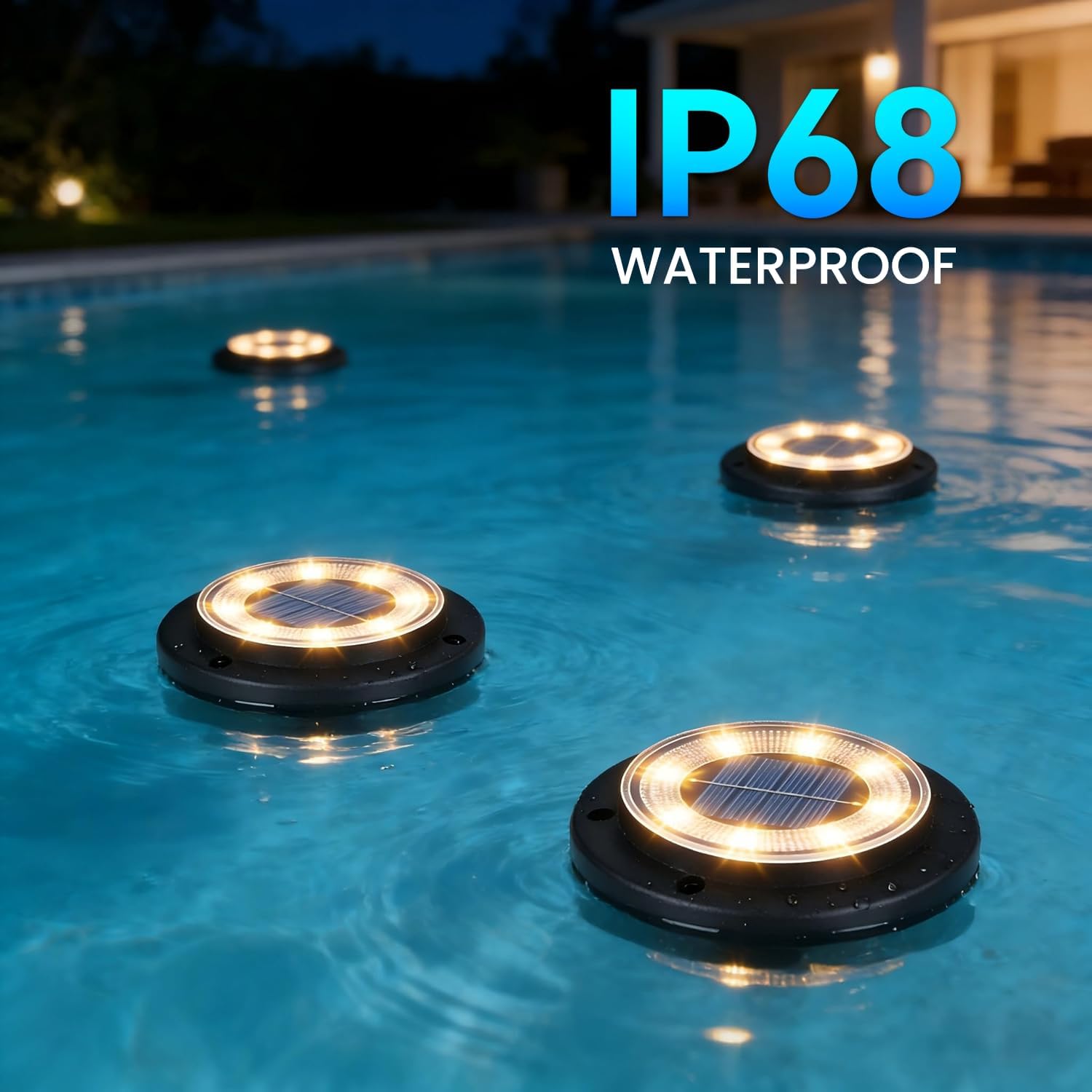 Solar Ground Disk Lights, 12 Pack, 2-in-1