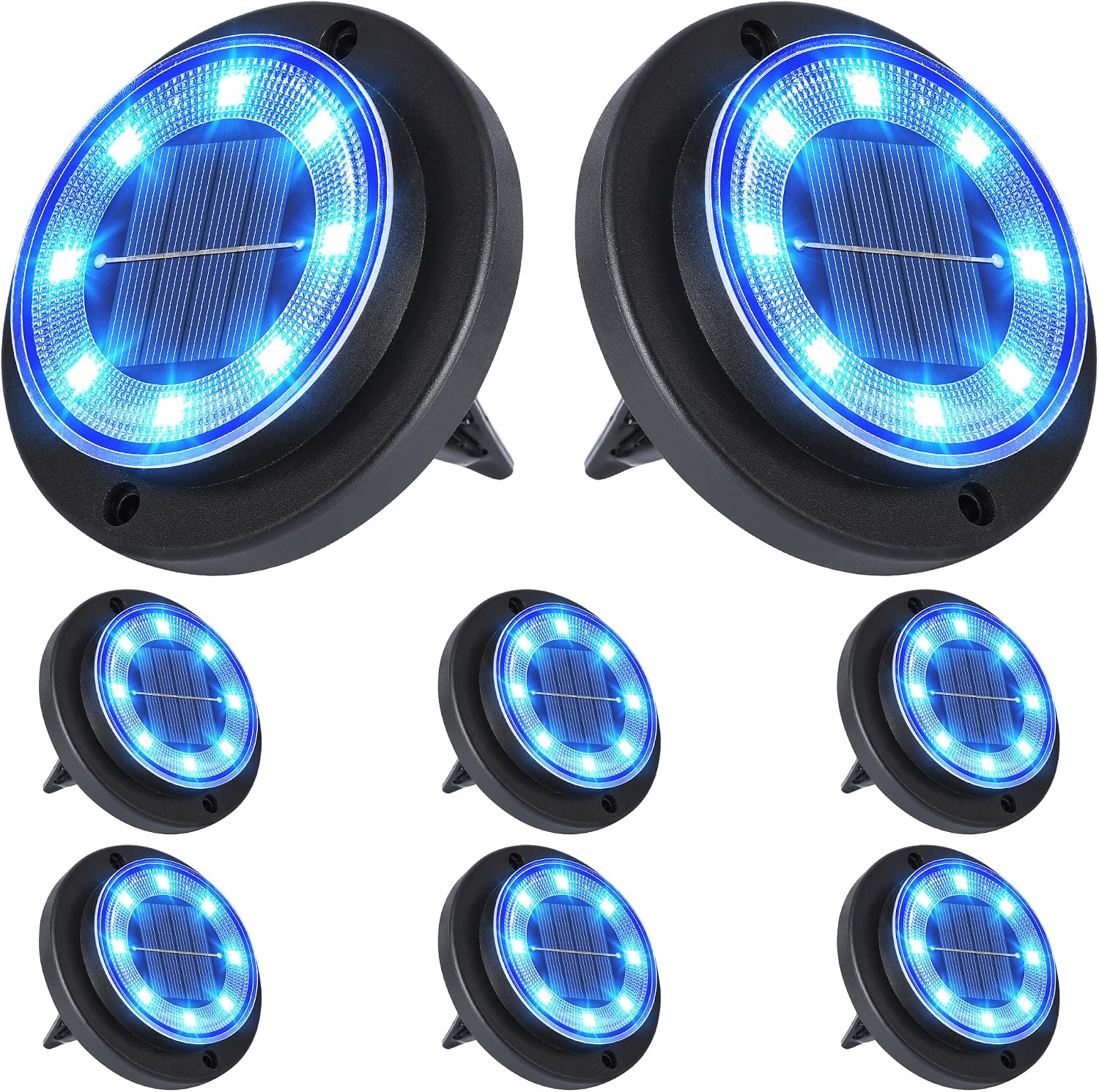 Solar Ground Disk Lights, 12 Pack, 2-in-1