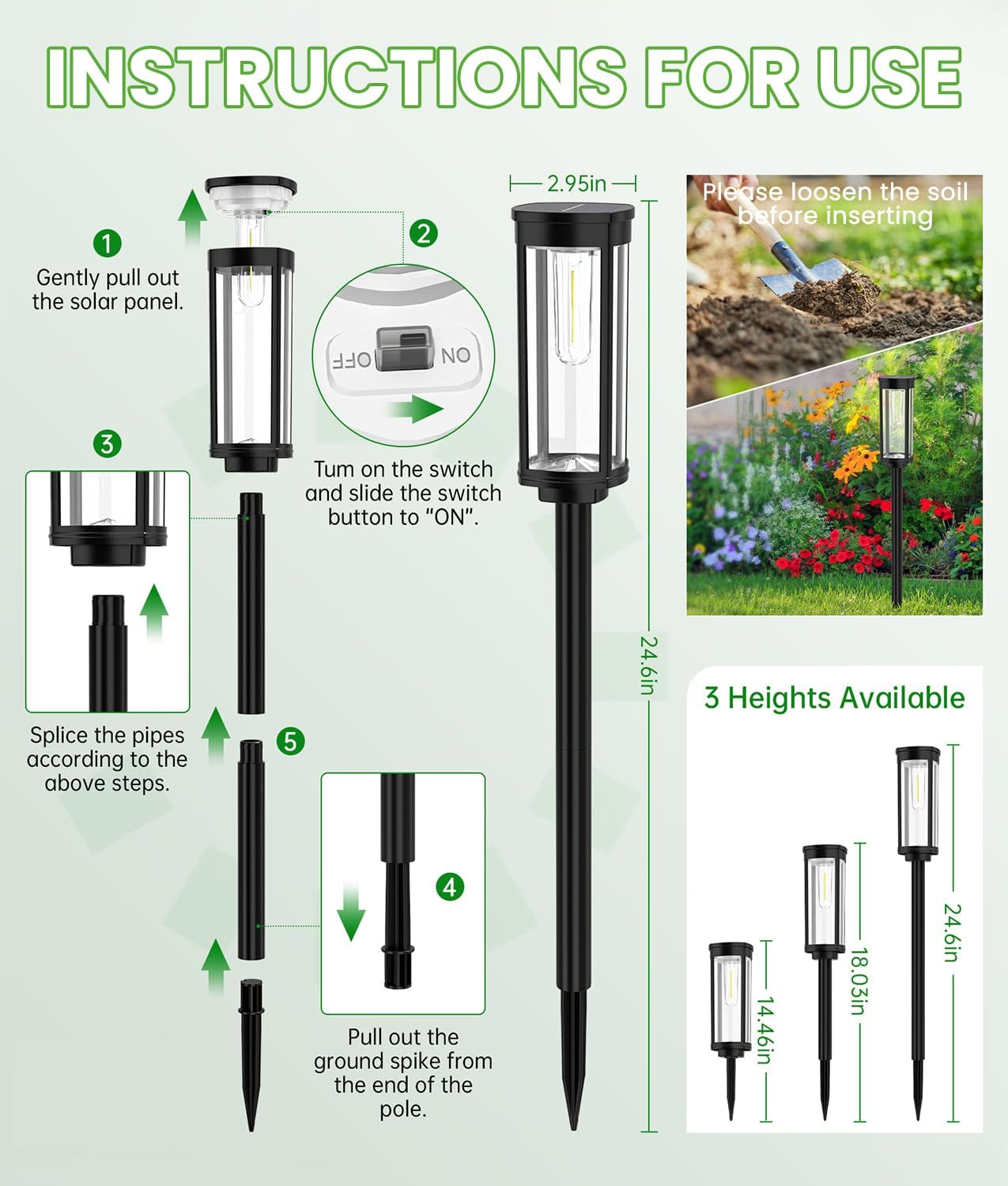 Solar Pathway Lights, 8 Pack, Waterproof