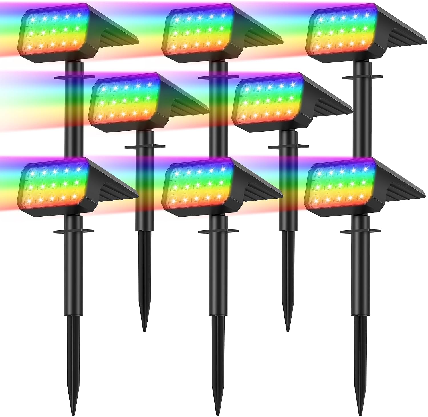 Solar Spotlights, 8 Pack, IP67, 75 LEDs