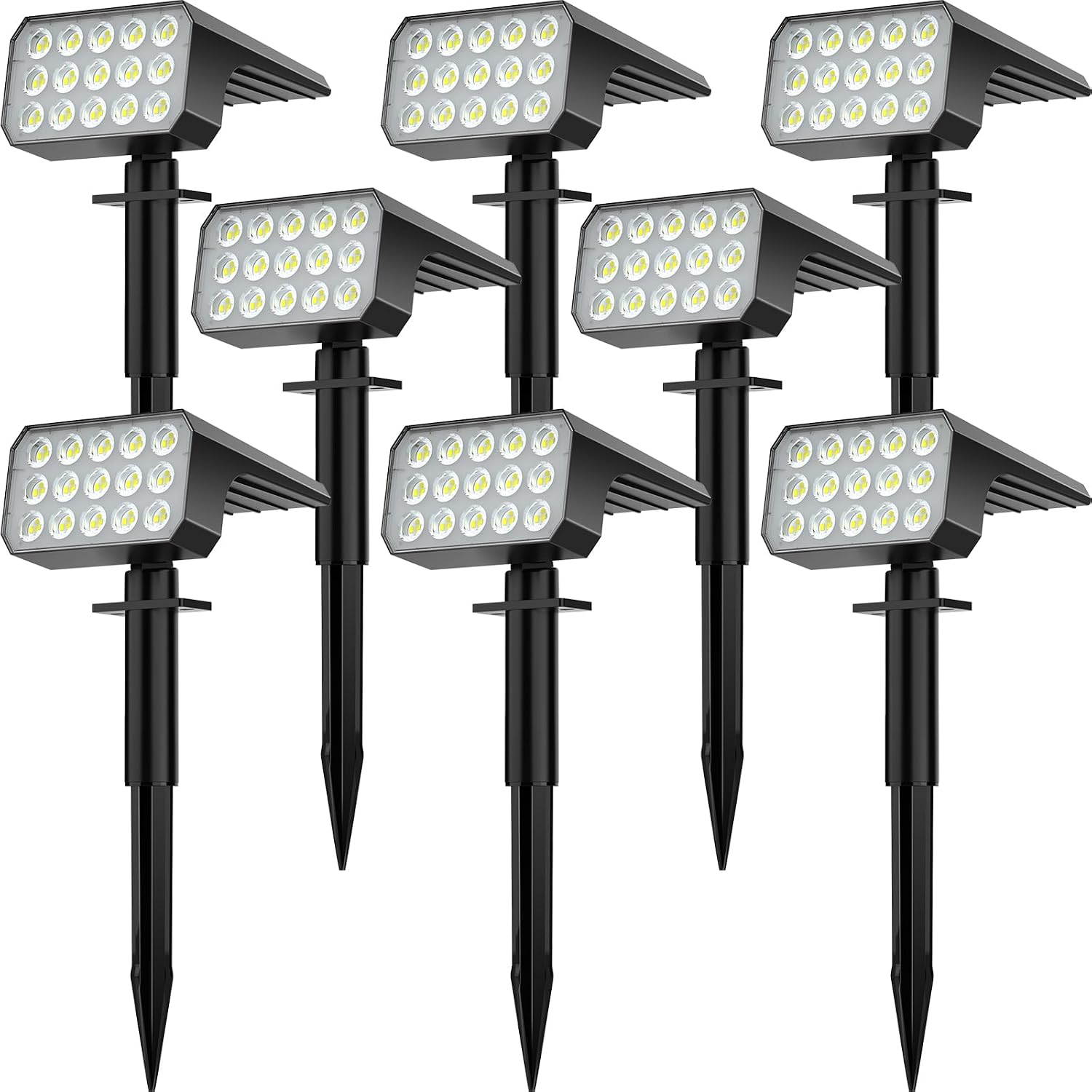 Solar Spotlights, 8 Pack, IP67, 75 LEDs