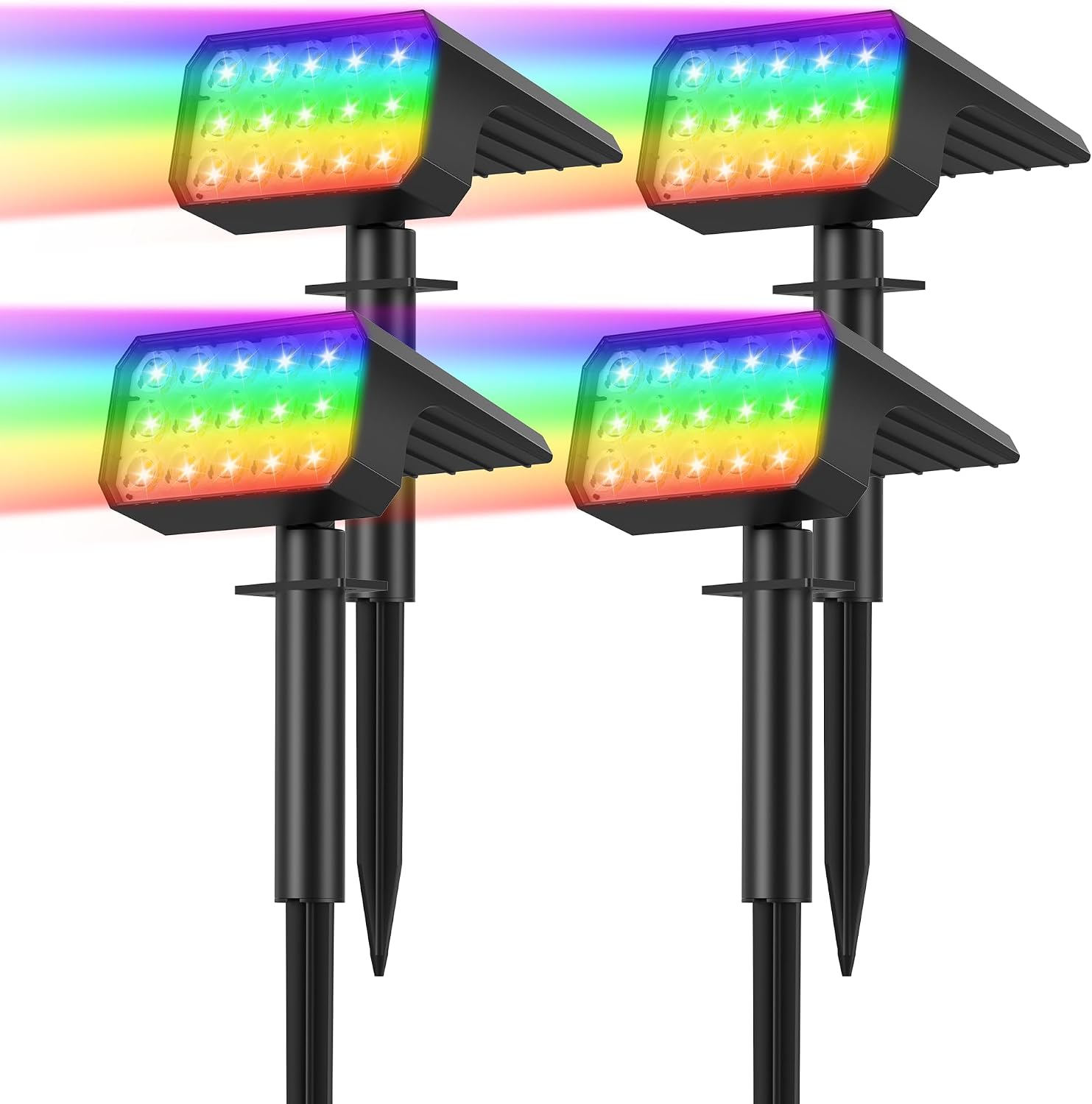 Solar Spotlights, 8 Pack, IP67, 75 LEDs