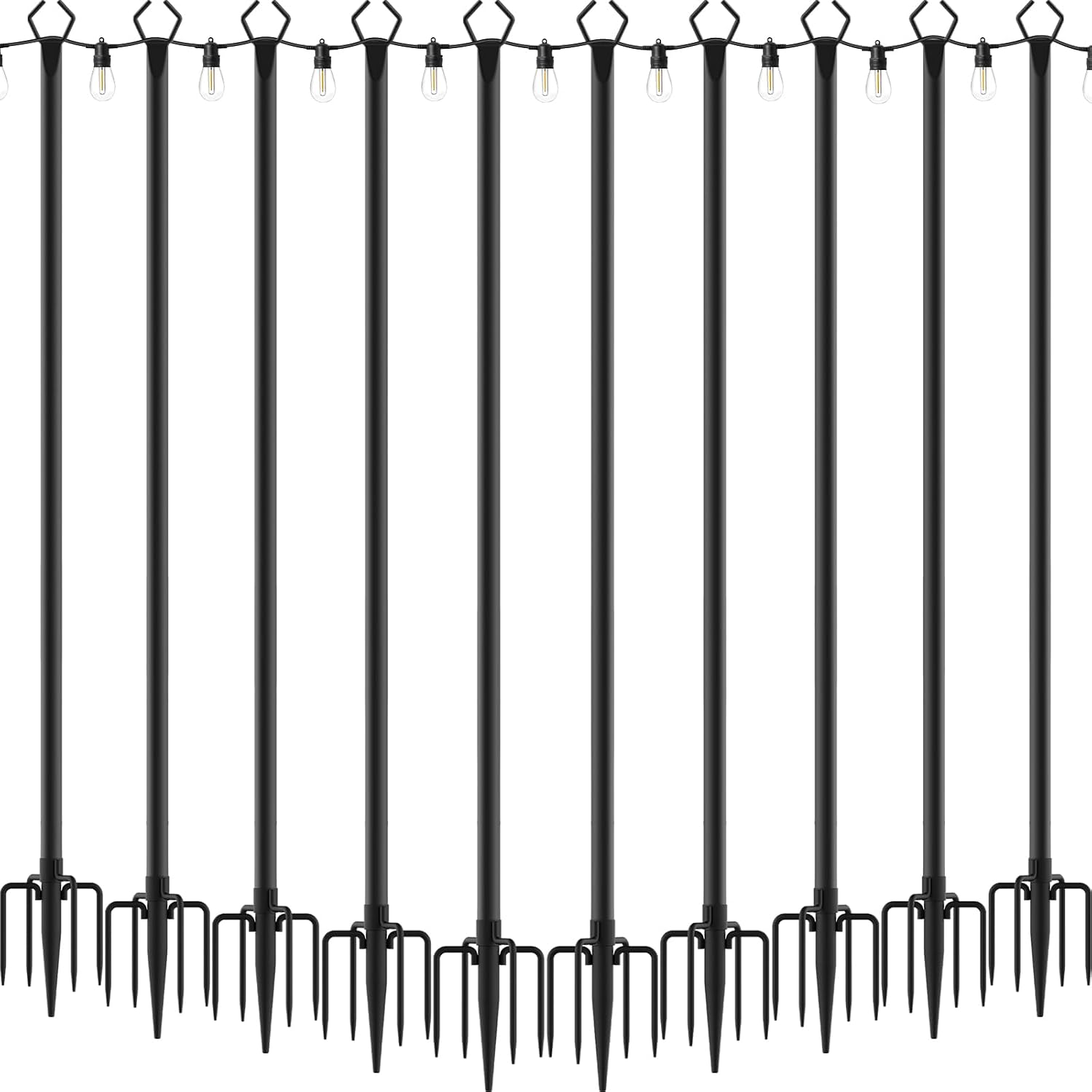 String Light Poles, 10 ft, 4 Pack