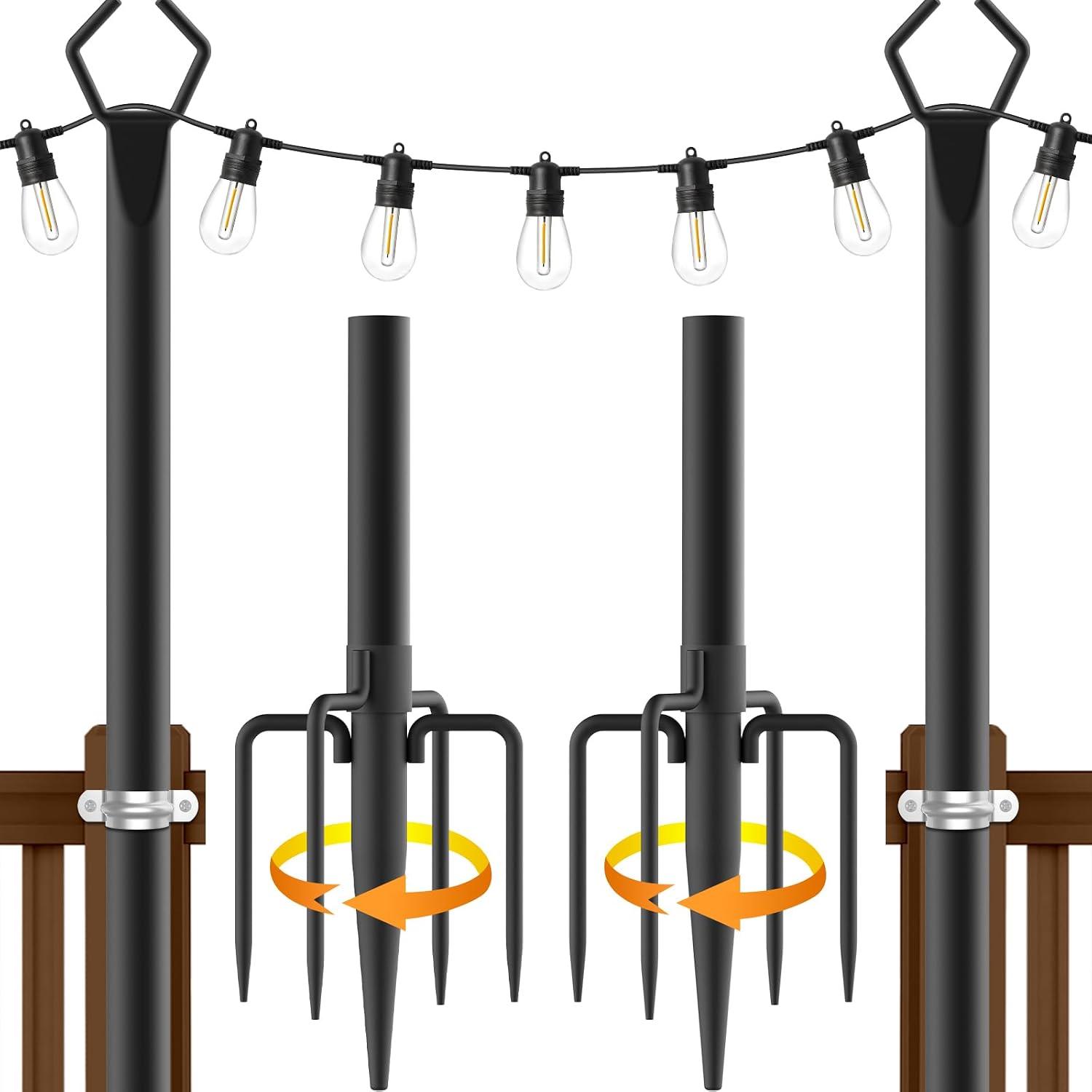 String Light Poles, 10 ft, 4 Pack