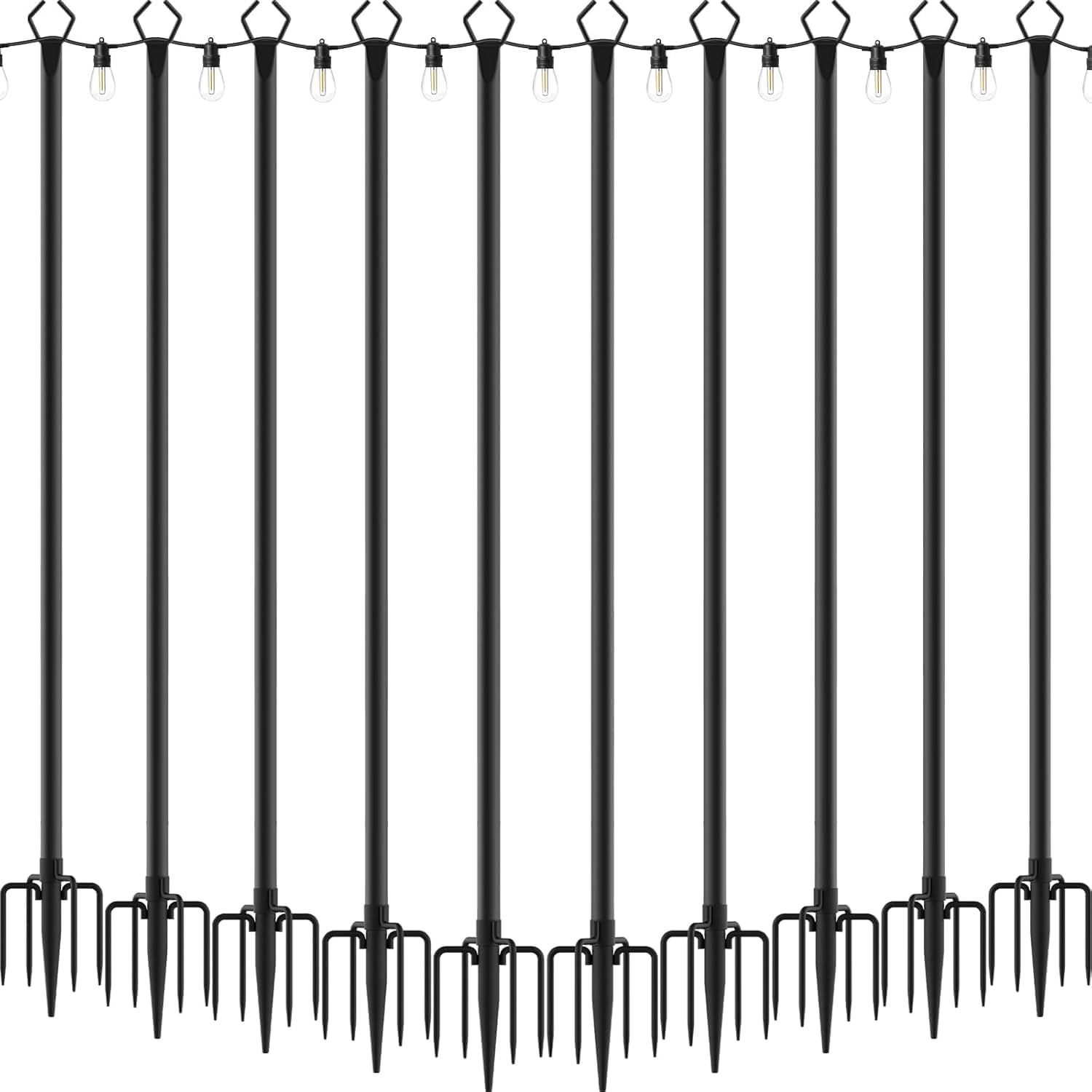 String Light Poles, 10 ft, 4 Pack