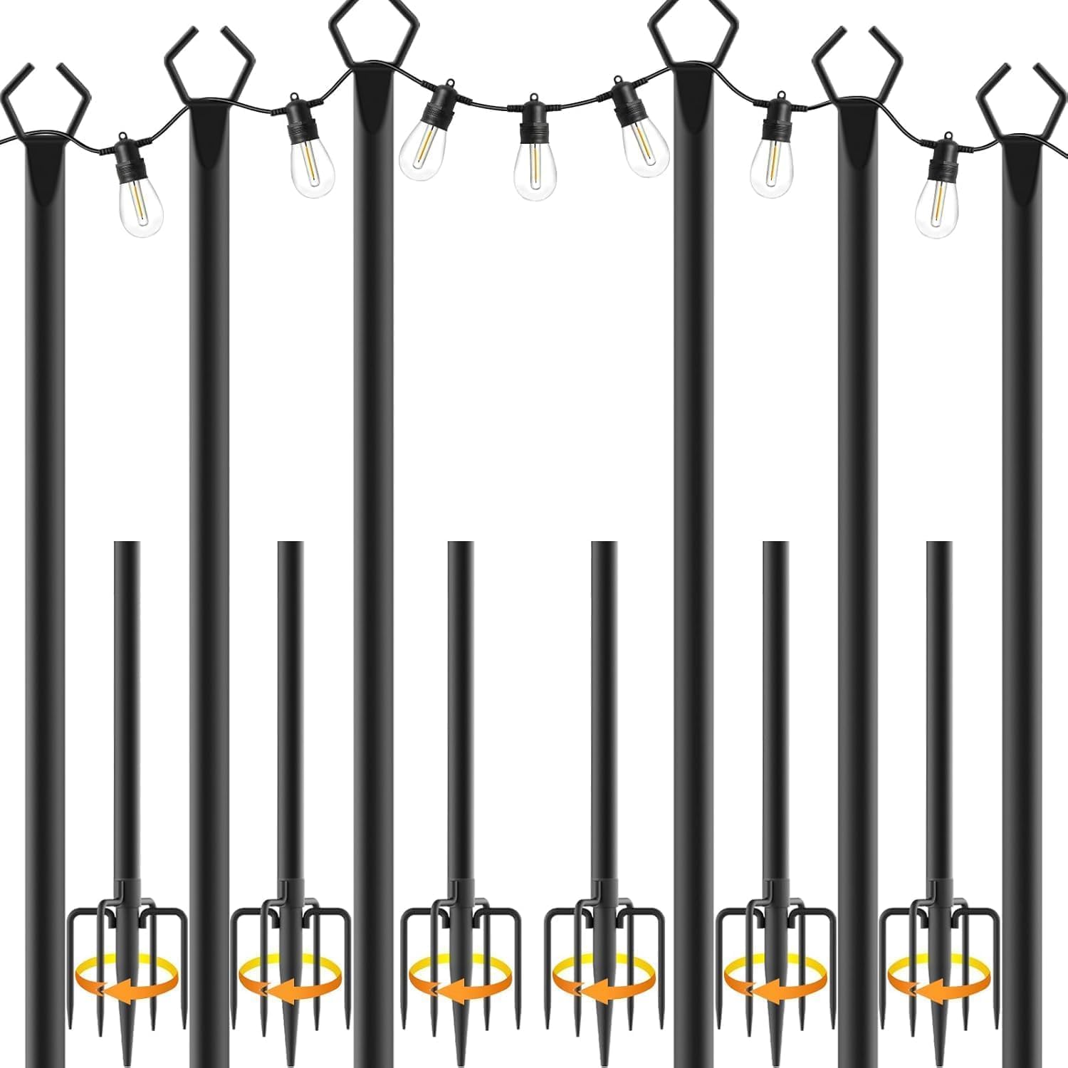 String Light Poles, 10 ft, 4 Pack