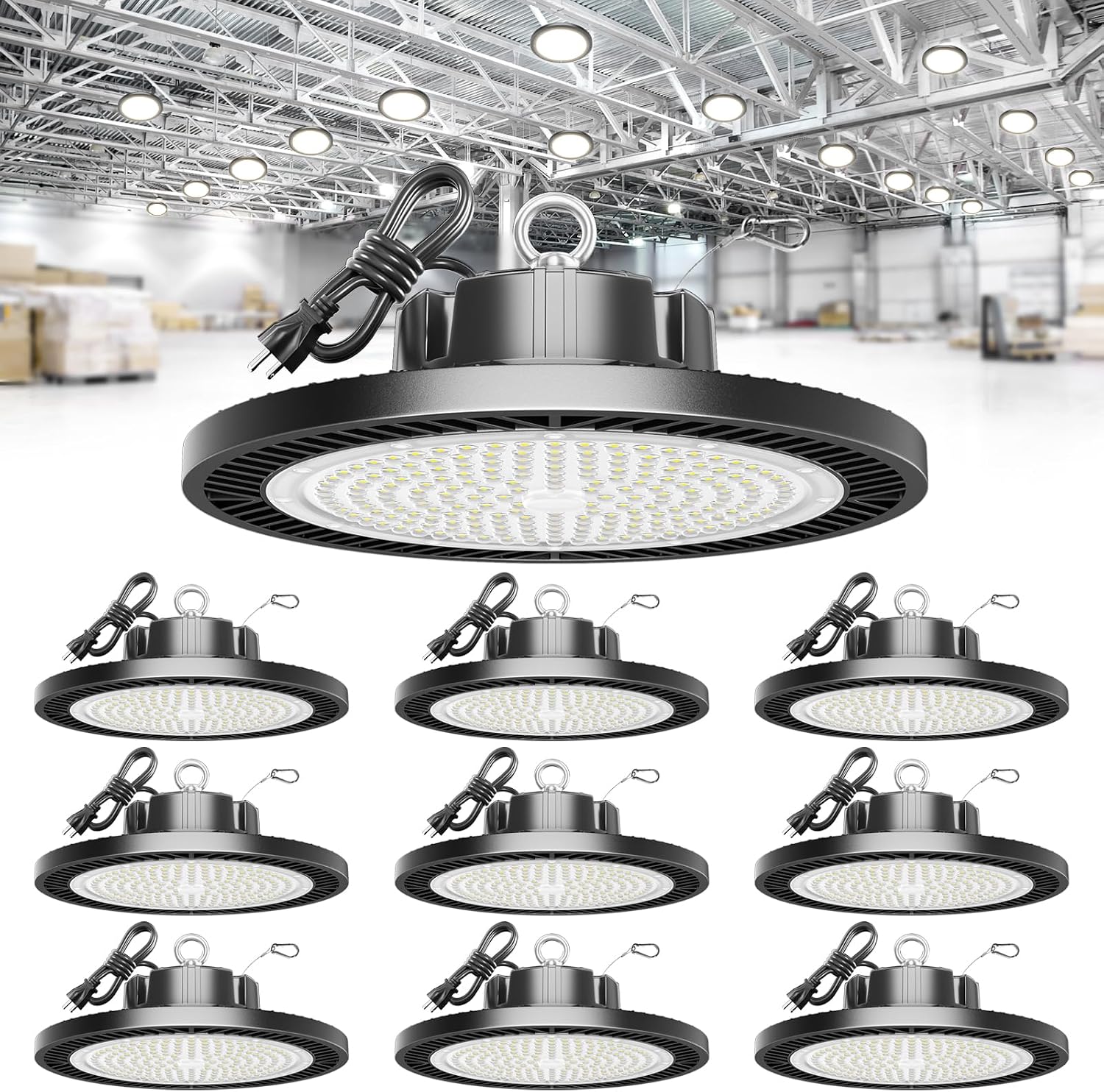 UFO High Bay Shop Light, 150 W, 10 Pack